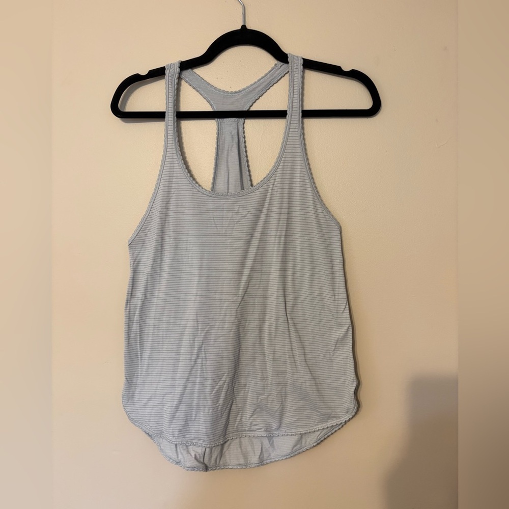 Lululemon Women's 8 Singlet Tank Top Racerback Striped Yoga Running Gray